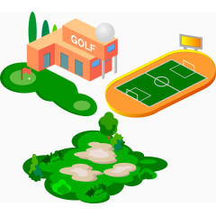 体育场运动场高尔夫球场矢量素材