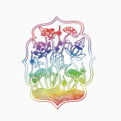 五彩花纹边框图案