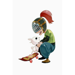 和谐有爱的男生和兔子