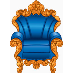 蓝色手绘手扶椅