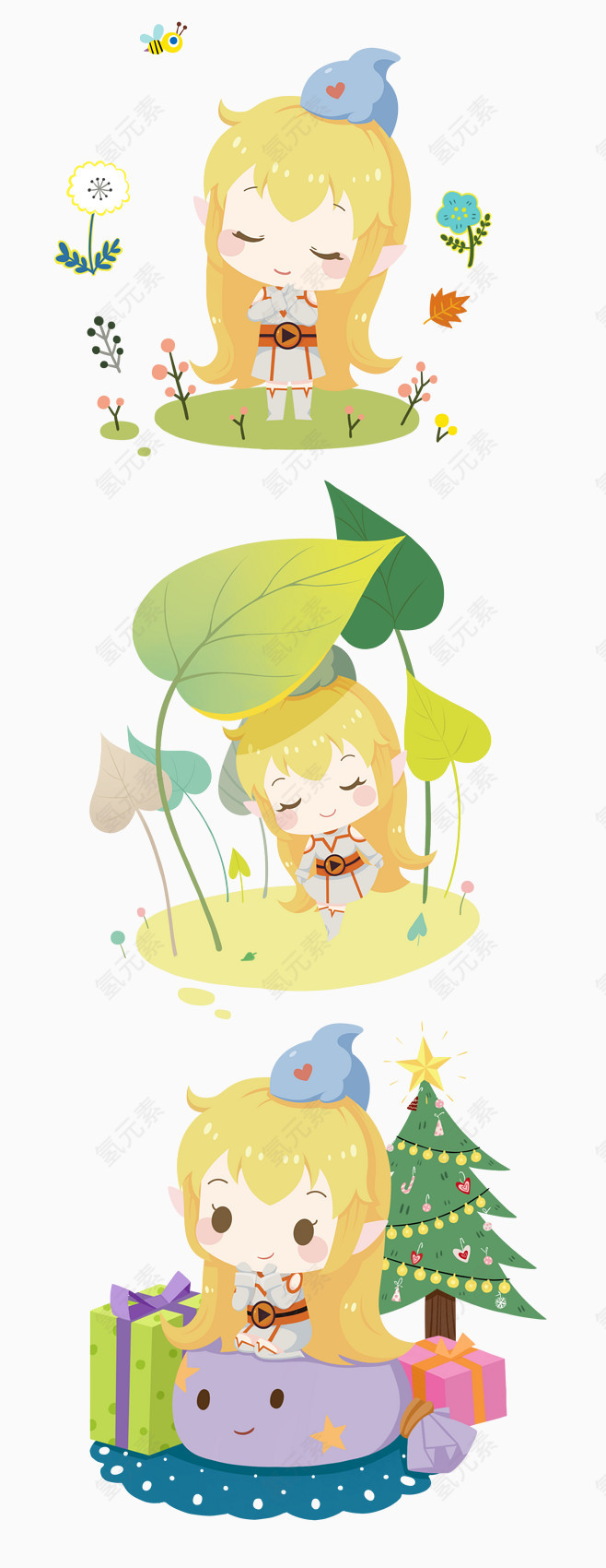 可爱的小女孩卡通手绘