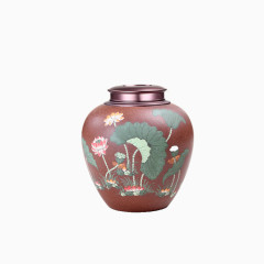 手绘紫砂壶茶叶罐PNG素材