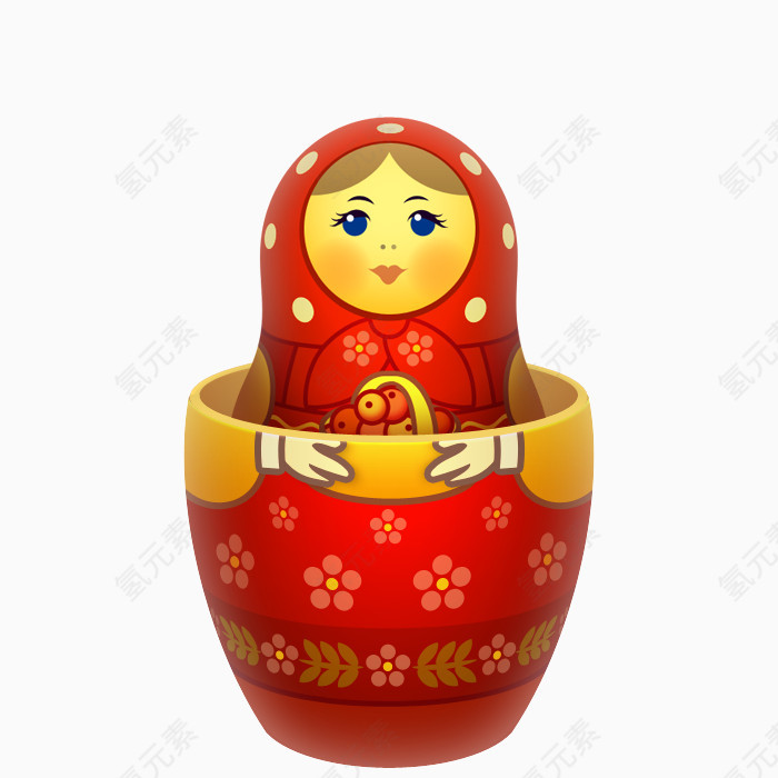 红色的俄式套娃内部Matreshka-icons
