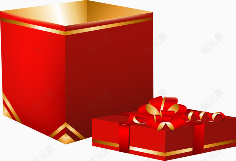 打开的大红色礼盒