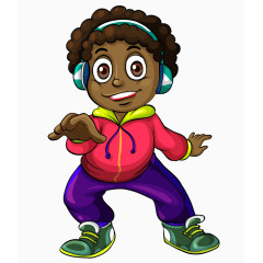 卡通手绘听歌男孩 