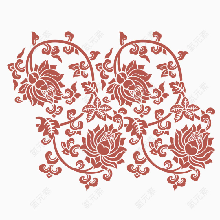 卡通手绘中国风传统花纹png 