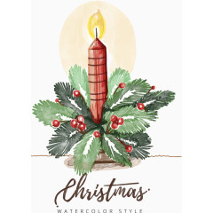 水彩手绘蜡烛