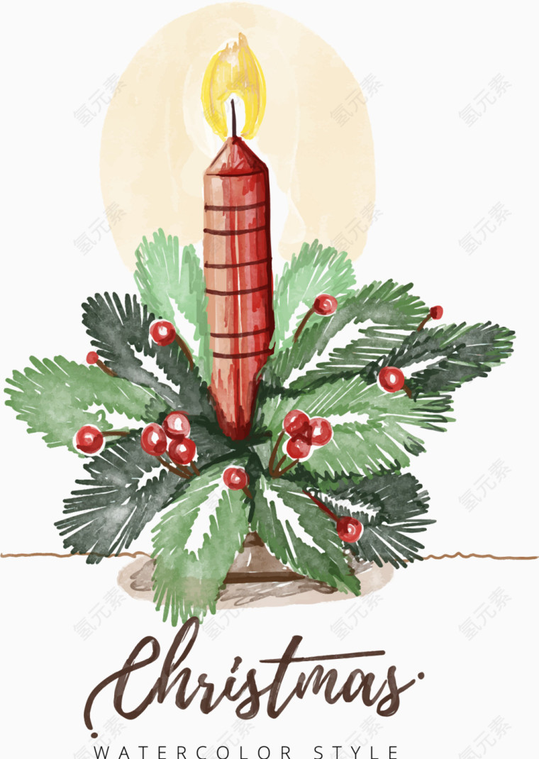 水彩手绘蜡烛