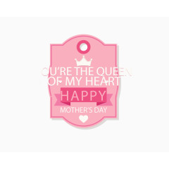 手绘粉色母亲节标签