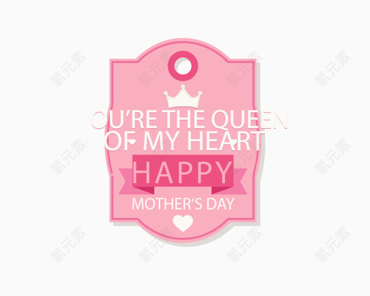手绘粉色母亲节标签