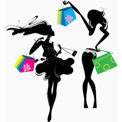 摩登女郎彩色剪影