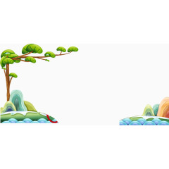 彩绘中国山水画风景