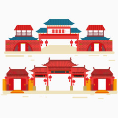 卡通手绘旅游景点