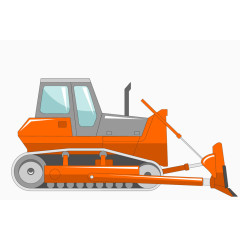 卡通逼真手绘橙色压路铲机