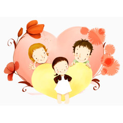 卡通幸福的一家人