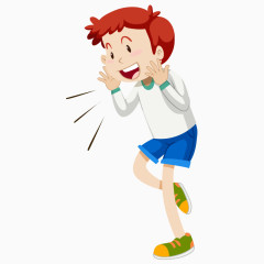 卡通欢呼小男孩