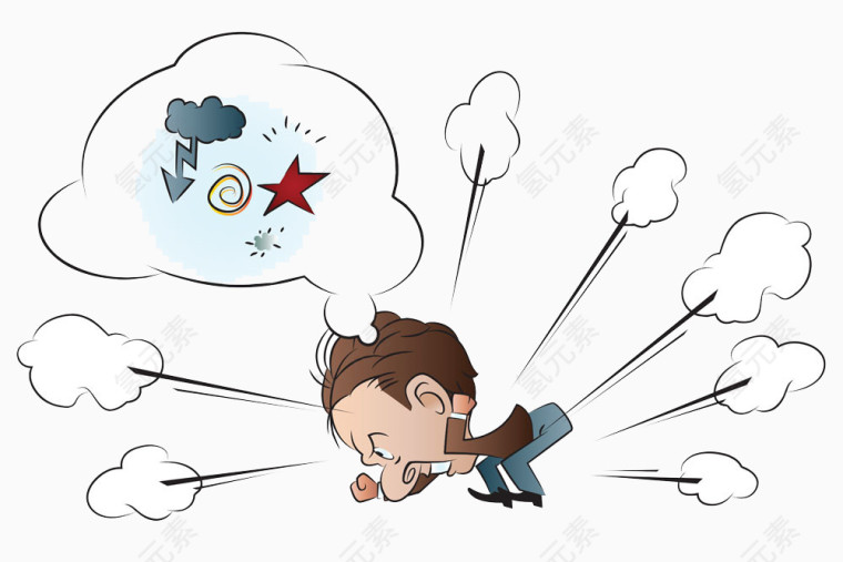 生气的卡通男孩