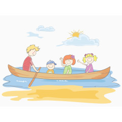 夏天正在游玩的一家人