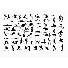 各种体育运动动作剪影矢量素材