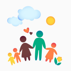 创意家庭手绘人物剪影