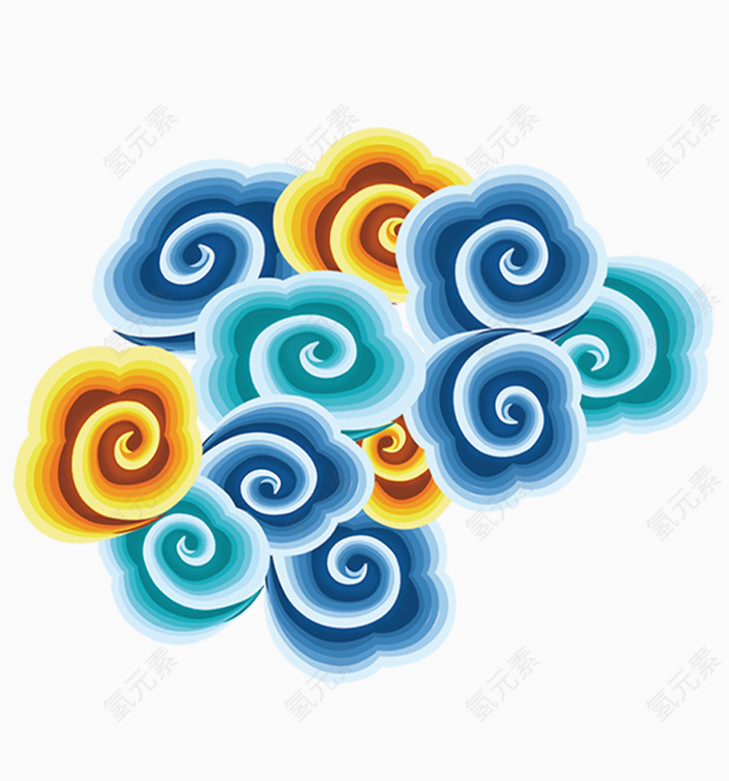 彩色祥云卡通插画