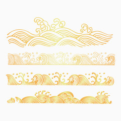 中国传统海浪波纹金色