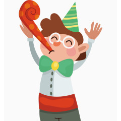 欢呼小男孩卡通人物装饰元素