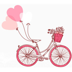 粉色自行车心形气球