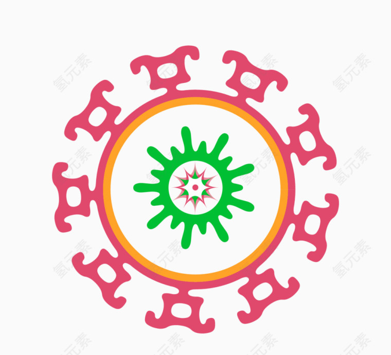 红色地球形徽章素材