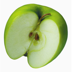 半个新鲜的青苹果