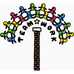 彩色小人团队合作