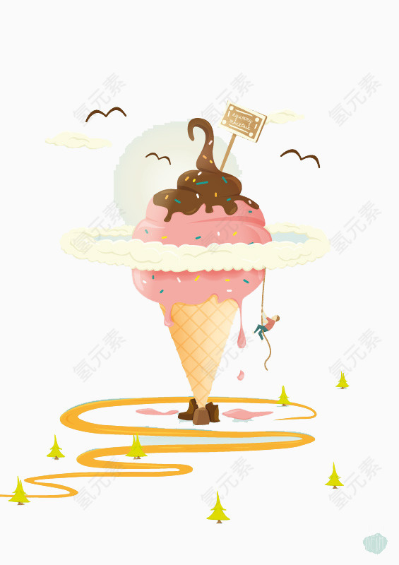 扁平化卡通冰激凌