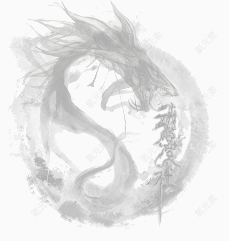 水墨画龙型