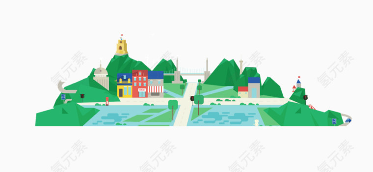 绿色免抠城市