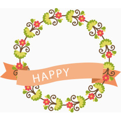 清新绿色花环海报素材