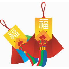 节日庆典大红灯笼 卡通手绘福字灯笼