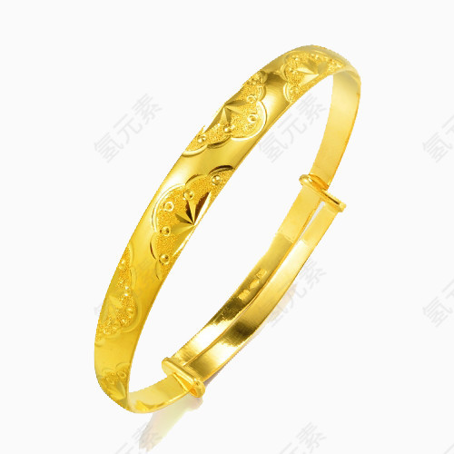 周生生黄金饰手镯足金饰閃沙车花手镯婚嫁女款14590K二