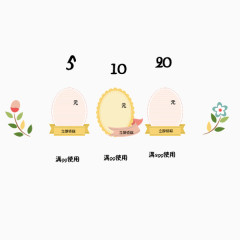 卡通镜面优惠券卡通花草