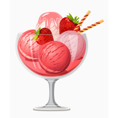 草莓立体冰淇淋