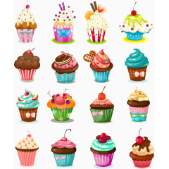 彩色梦幻唯美卡通欧式纸杯蛋糕