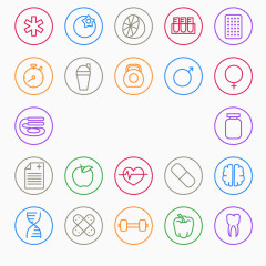 卡通圆形图标集合