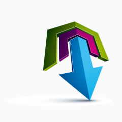 立体图标 投影 方向  箭头