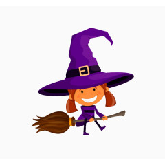 万圣节可爱卡通小女巫