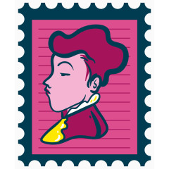 彩色复古人像邮票