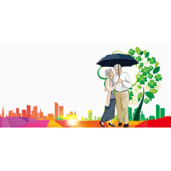 拥抱在一起的老人