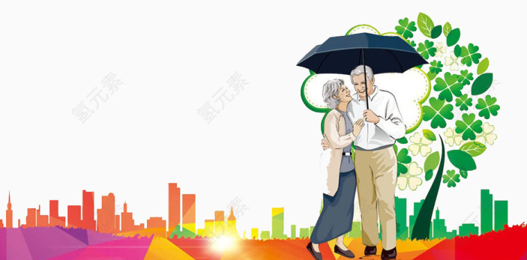 拥抱在一起的老人