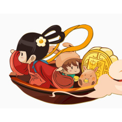 卡通中秋月饼船