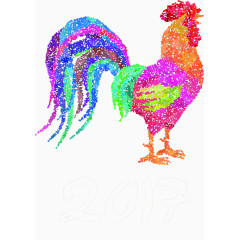 彩色手绘公鸡