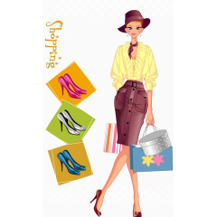 购买高档鞋子美女矢量素材