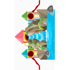 水上乐园卡通手绘装饰元素